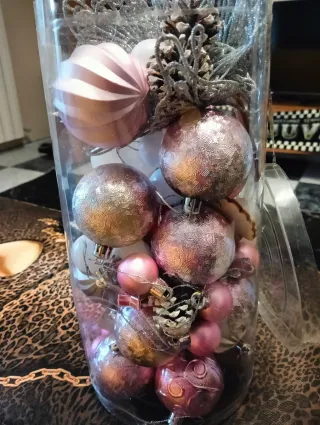 Palle decorative Natale rosa e bianche