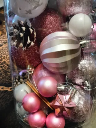 Palle decorative Natale rosa e bianche