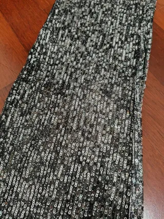 Pantalón plateado lentejuelas fluido