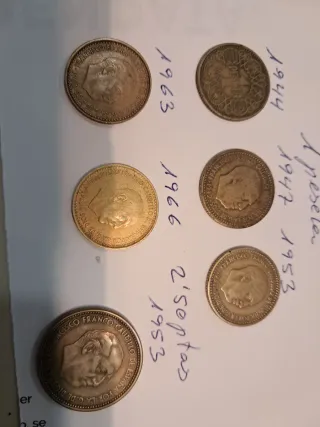 5 Monedas 1 Pta y 1 Moneda 2,50 Pesetas