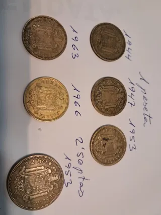 5 Monedas 1 Pta y 1 Moneda 2,50 Pesetas