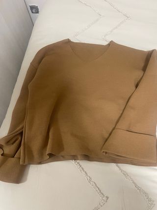 Conjunto de punto  pantalón y jersey color camel