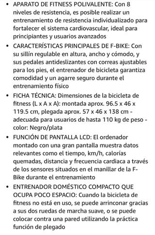 Bicicleta estática con respaldo