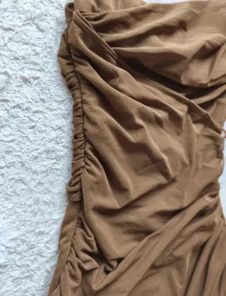 Vestido asimétrico marrón T: XS