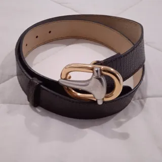 Cintura pelle fibbia oro/argento 75cm