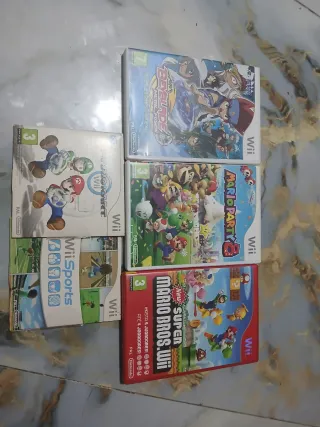 Lote 5 Juegos Wii: Mario Kart, Wii Sports, Mario P