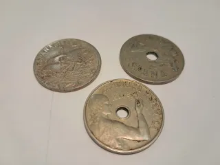 3 Monedas 25 céntimos II República Española