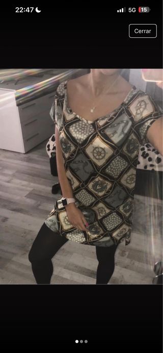 Vestido raso estampado marinero