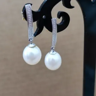 Pendientes oro 750  18k Perla Blanca