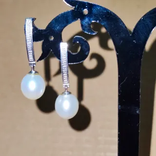 Pendientes oro 750  18k Perla Blanca