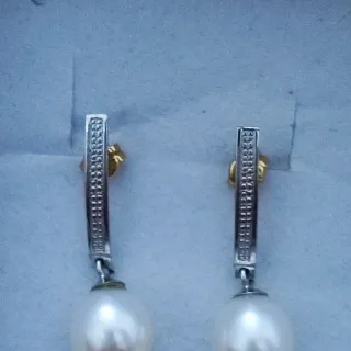 Pendientes oro 750  18k Perla Blanca