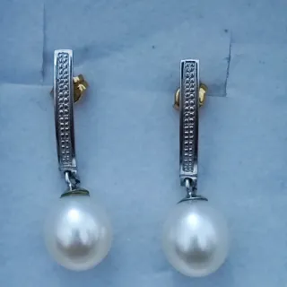 Pendientes oro 750  18k Perla Blanca