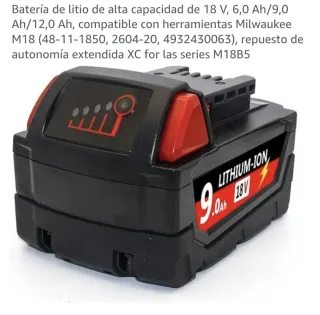 Batería para Milwaukee M18 9.0Ah XC Lithium-Ion 18