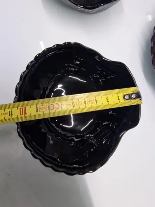 Set 5 Piatti Conchiglia Vetro Nero e Bianco