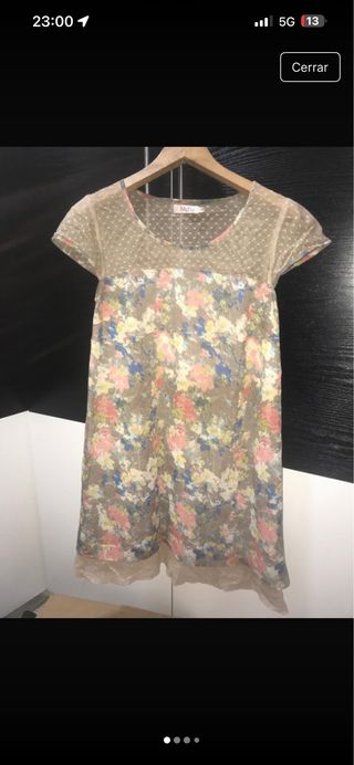 Vestido corto mangas transparentes floral