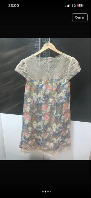 Vestido corto mangas transparentes floral