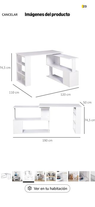 Escritorio blanco giratorio modular