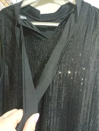 Vestido negro lentejuelas talla XXL
