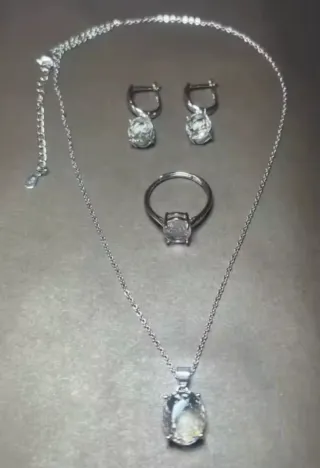 Conjunto de Joyas Plata y Cristal