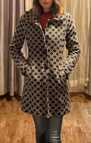 Cappotto fantasia bianco e nero