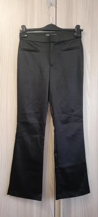 Pantaloni Zara Neri Satinati Flare Tg. S