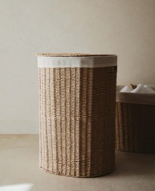 Cesta Zara Home mimbre y tela