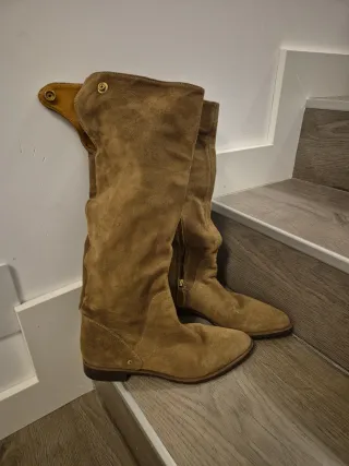 Botas de ante beige/marrón