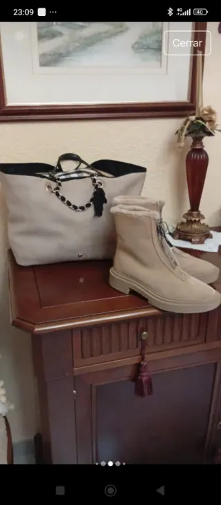 Bolso Piel Ante Beige Purificación García