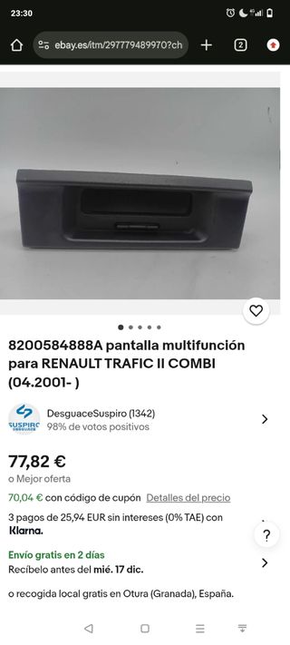 Pantalla Multifunción Renault Trafic II
