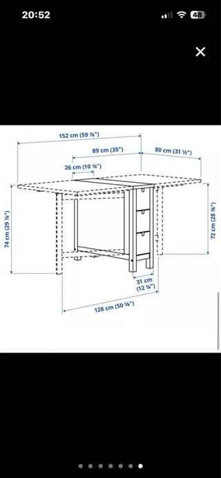 Mesa cocina plegable Ikea blanca