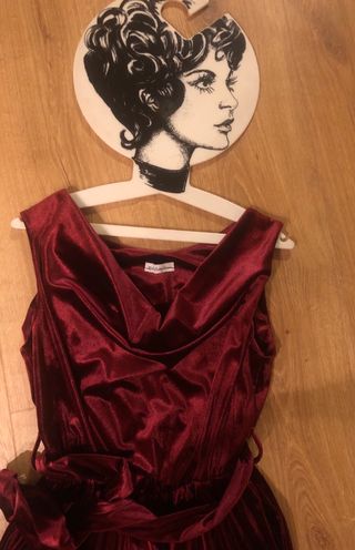 Tuta elegante velluto rosso sera