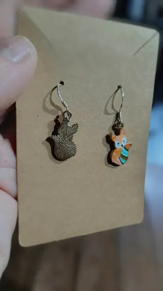 Pendientes plata de ley Zorro Bisutería asimétrico