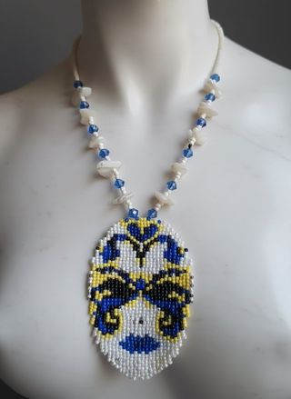 Collana Artigianale Maschera Boho Madreperla