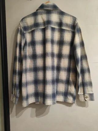 Sobrecamisa ZARA cuadros beige y azul