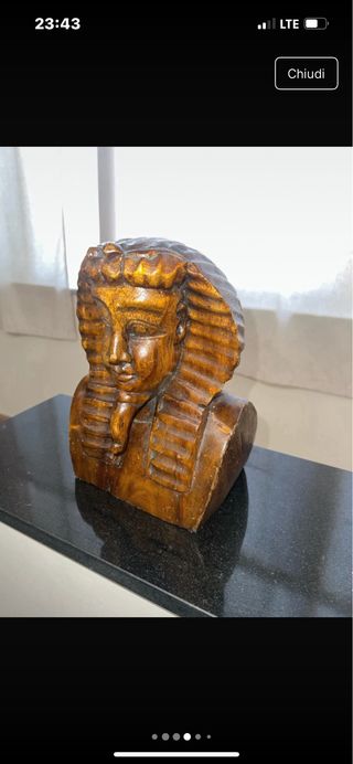 Statua Faraone Egiziano Legno
