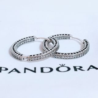 Pendientes Pandora Aro Corazones  Circonitas plata