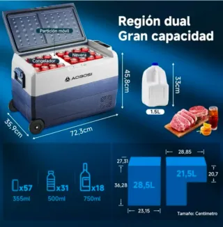 Nevera portátil 50L doble zona