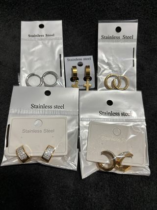 Pendientes Acero Inoxidable Dorados y Plateados