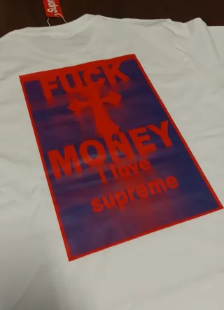 Camiseta Supreme Talla L Oversize Blanca