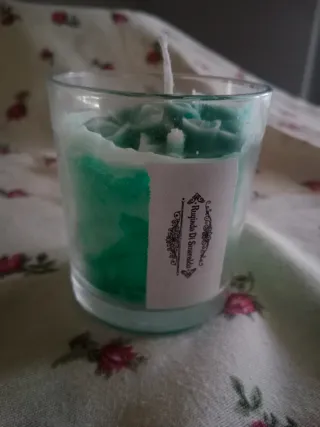 Candela fiore smeraldo in vetro
