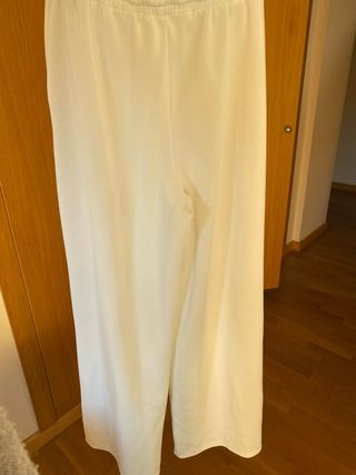 Pantalón ancho chándal blanco