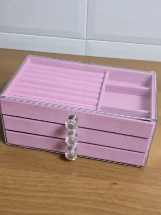 Joyero rosa de 3 cajones. NUEVO. 12,80 EUROS