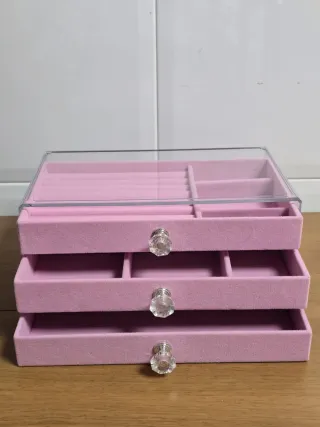 Joyero rosa de 3 cajones. NUEVO. 12,80 EUROS