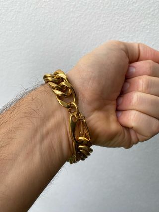 Pulseira Corrente Aço Inox Dourada