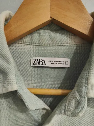 Camisa Zara cuadros verde y blanco Talla M