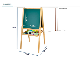 Pizarra extensible 74 - 126cm magnética Madera