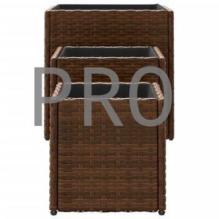 vidaXL Vasi da Giardino 3 unità in rattan sintetico marrone