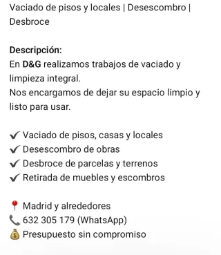 Desescombro,limpieza y desbroce