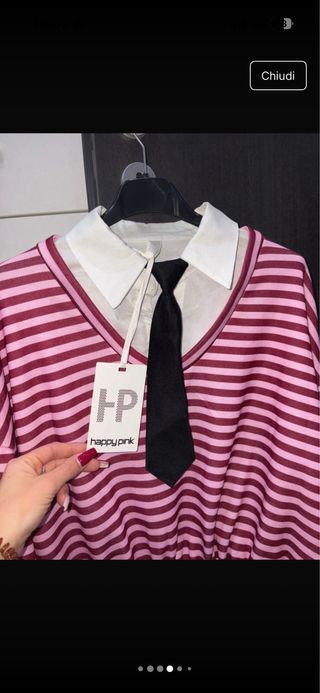 Felpa corta a righe con colletto