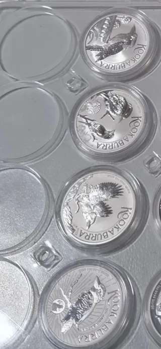 Monedas kookaburra varios años 1 onza plata 999.